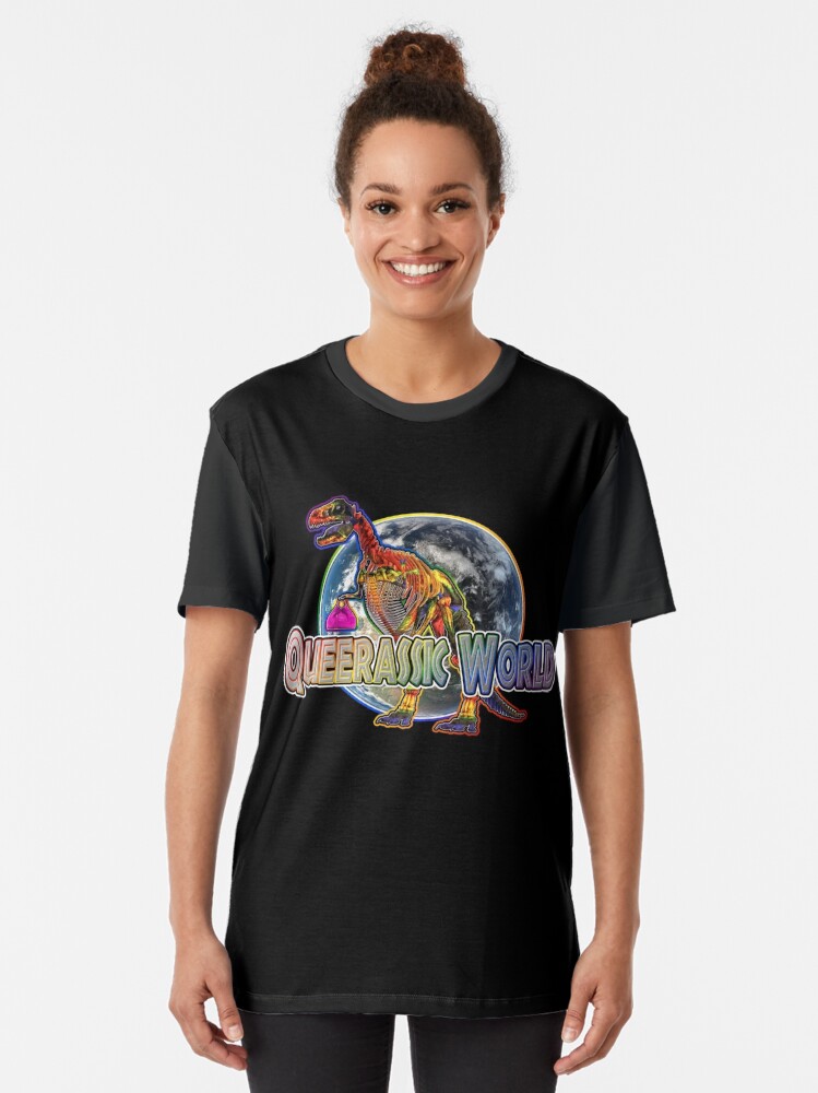 Alternate view of Queerassic World with Tyrannysaurus Regina Graphic T-Shirt
