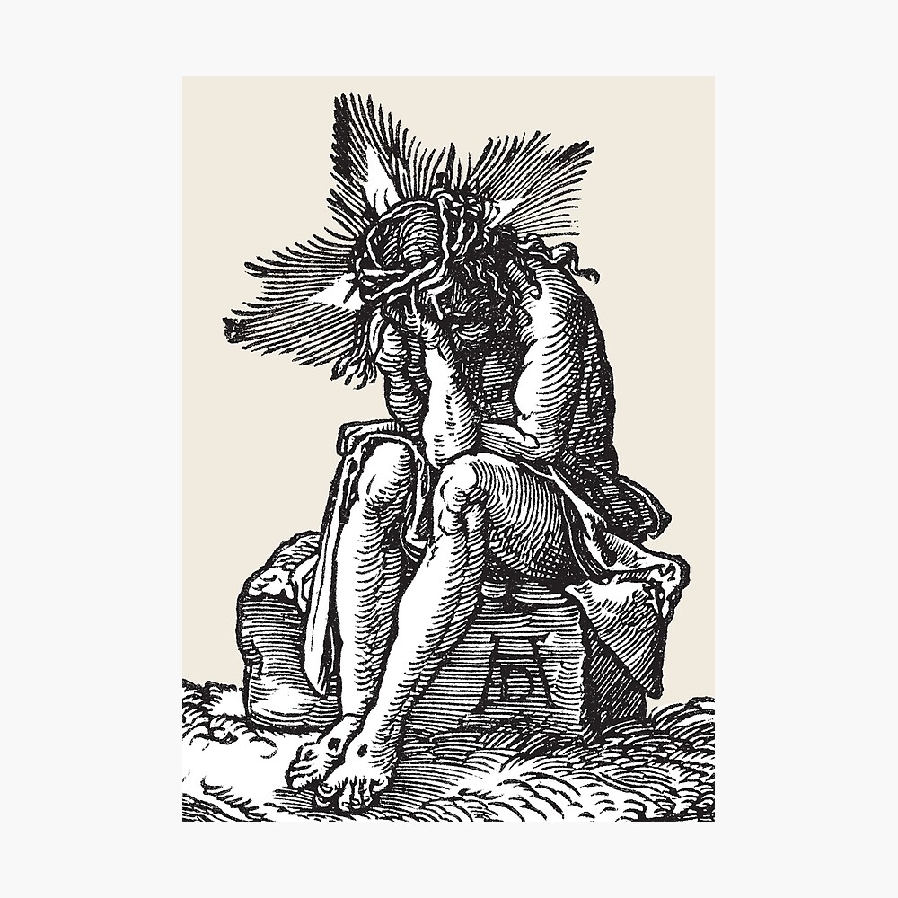 Jesus Christ The Man of Sorrows seated Small Passion Albrecht Durer engraving 1511 Retro cream beige HD High Quality Online Store" Poster for Sale by iresist Redbubble