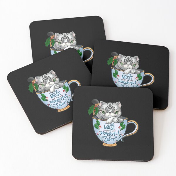Item preview, Its the Most Wonderful Time of the Year Genki the silver tabby cat in a teacup for Christmas T-Sh designed and sold by DonaldSmit4436.
