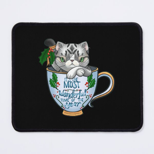 Item preview, Its the Most Wonderful Time of the Year Genki the silver tabby cat in a teacup for Christmas T-Sh designed and sold by DonaldSmit4436.