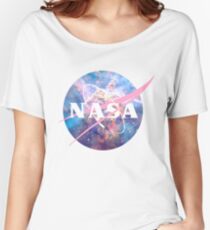 Pastel Nebula Nasa Logo Women's Relaxed Fit T-Shirt