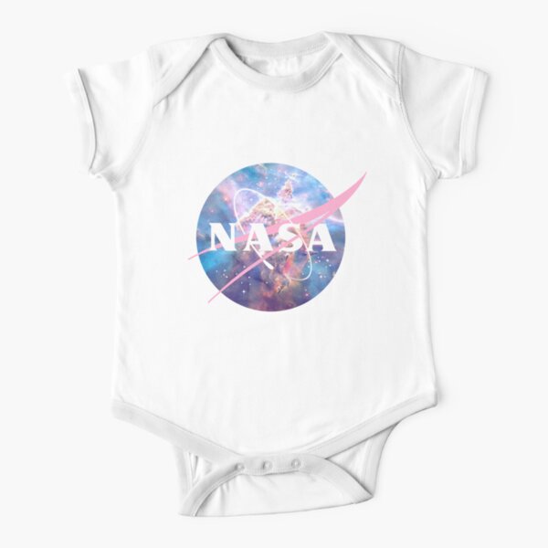 Pastel Nebula Nasa Logo Short Sleeve Baby One-Piece