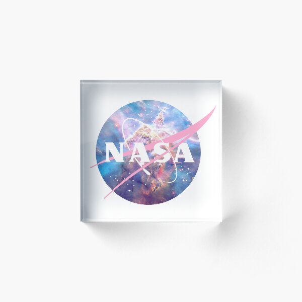 Pastel Nebula Nasa Logo Acrylic Block