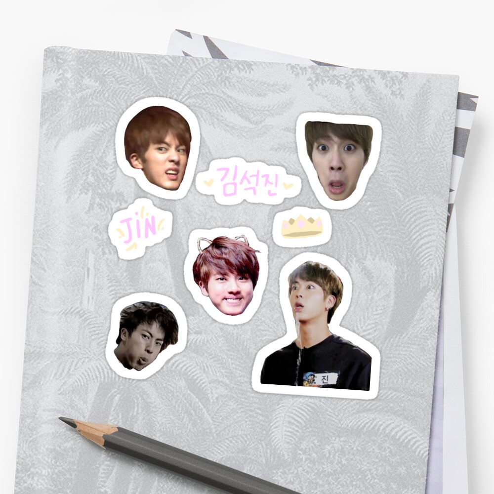 bts jin sticker sheet stickers by teafeathers redbubble