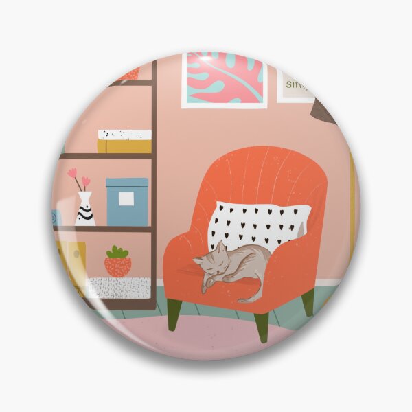 Item preview, Cozy room with a kitten designed and sold by EszterLarisArts.