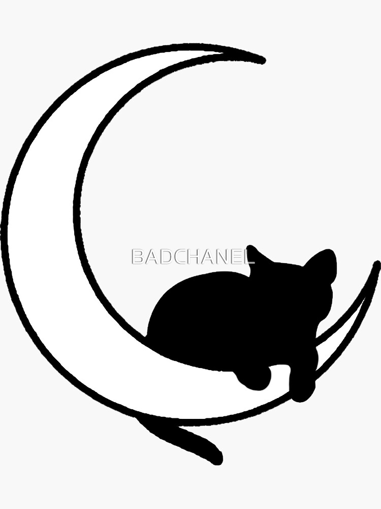 "Moon + Cat" Sticker for Sale by BADCHANEL Redbubble