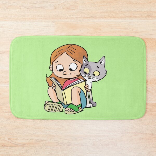 Item preview, girl reads a picture book and a cat peeks into it designed and sold by duxpavlic.