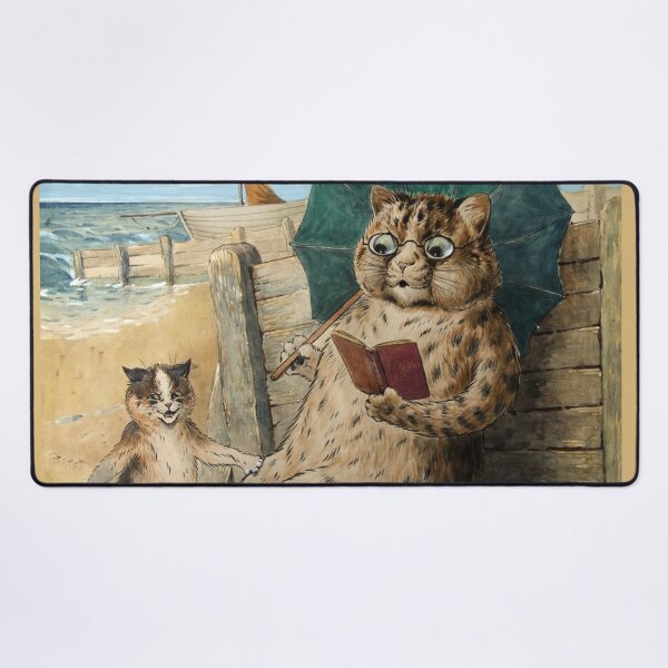 Louis Wain Cat Tales-Cat Reading Book Cutting Board by Digital Effects