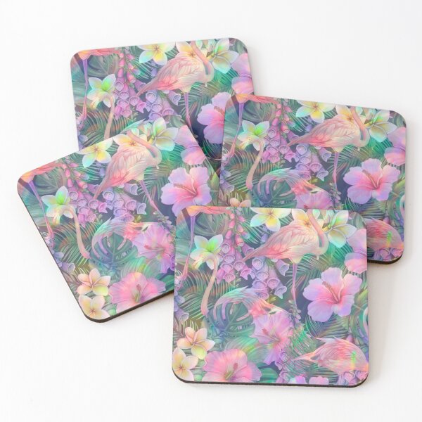 Item preview, holo tropic neon flamingo pattern designed and sold by Beeroclock.
