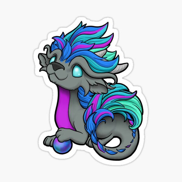Purple Blue and Teal Dragon Sticker