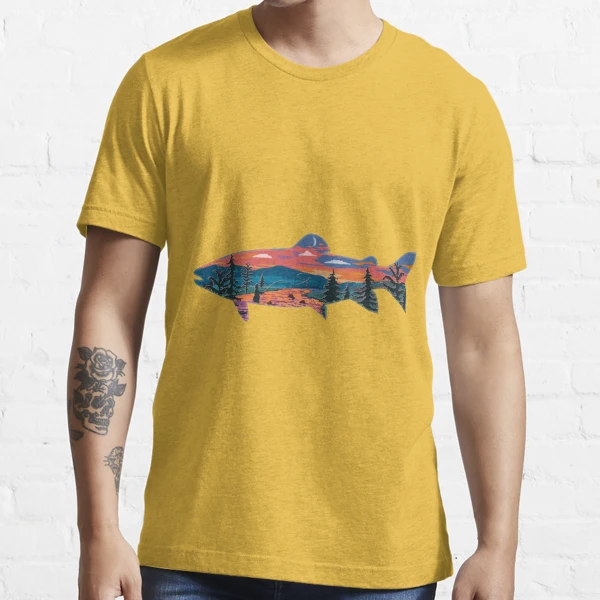 Ohio Fly Fishing Mountains OH State Map Sunset Art T-Shirt