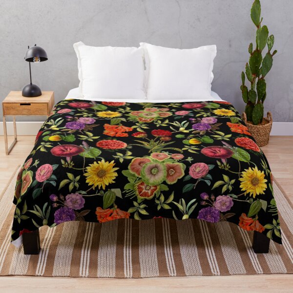 Item preview, Elegant vintage red purple flowers and yellow exotic fruits night garden designed and sold by ZeinabTaha.