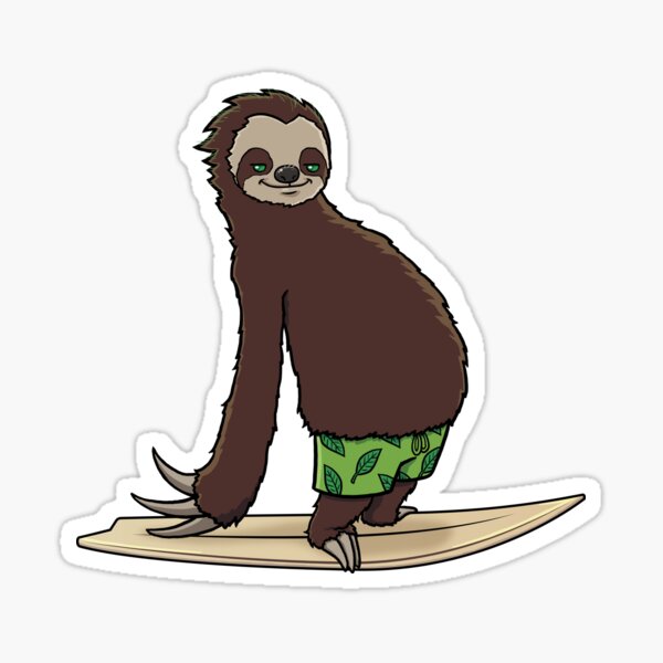 Surfer Sloth Sticker