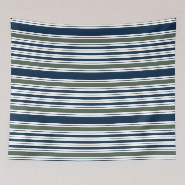 Item preview, Navy blue and sage green horizontal stripes designed and sold by hellcom.