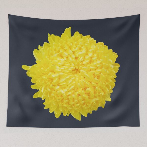 Item preview, Yellow Chrysanthemum on Dark Blue Square designed and sold by ellenhenry.