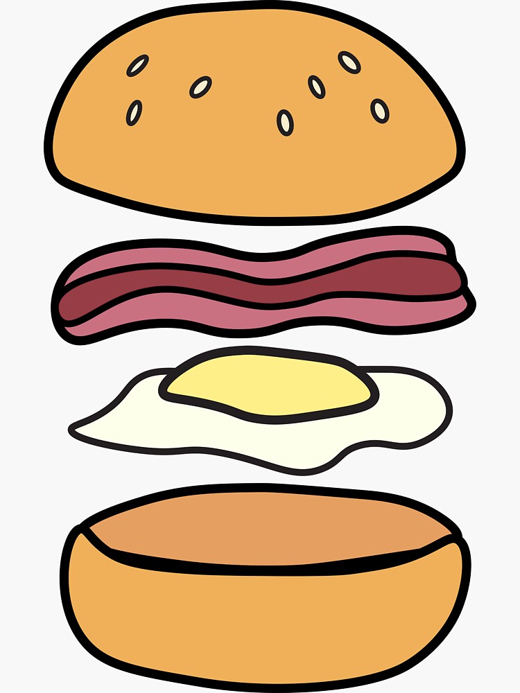 "Bacon and Egg roll" Sticker by BluDingo Redbubble