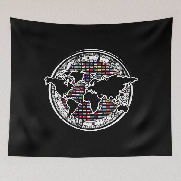 Item preview, World Map International Traveller Compass Cartography World Flags designed and sold by bestshirtdesign.