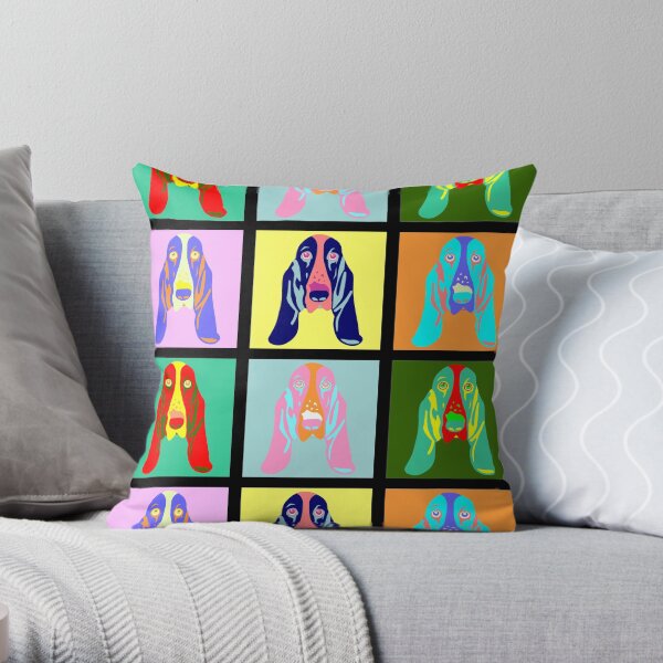 Basset Hound Pop Art Throw Pillow