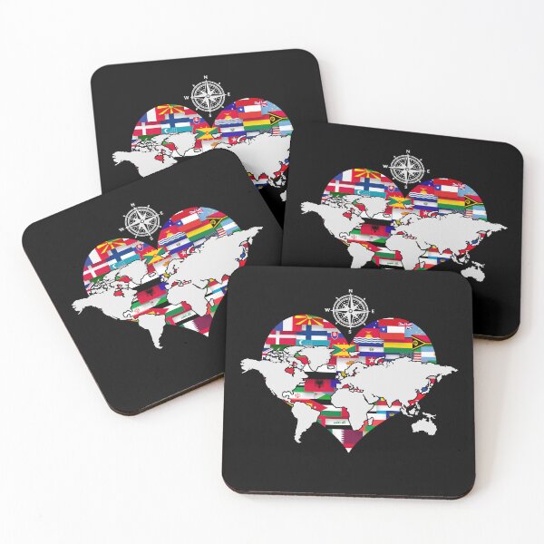 Item preview, Travelling World Flags Heart Travel Compass World Map designed and sold by bestshirtdesign.