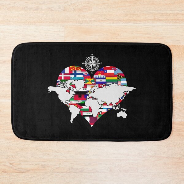Item preview, Travelling World Flags Heart Travel Compass World Map designed and sold by bestshirtdesign.