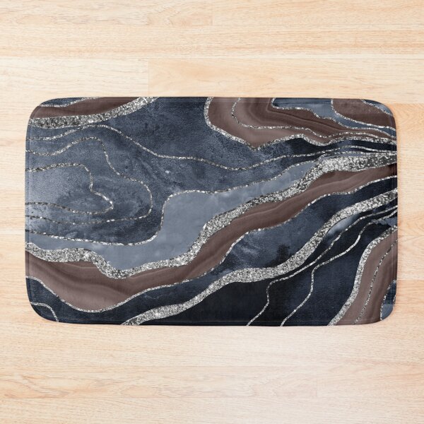 Item preview, Navy Blue Brown Marble Agate Silver Glam #1 (Photo of Glitter Only - Not Reflective) designed and sold by Anita's & Bella's Art.