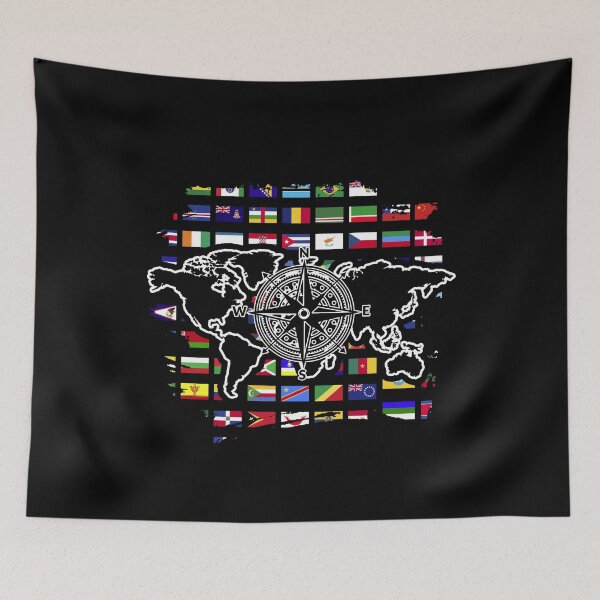 Item preview, Cartography World Map Travel Compass International World Flags designed and sold by bestshirtdesign.