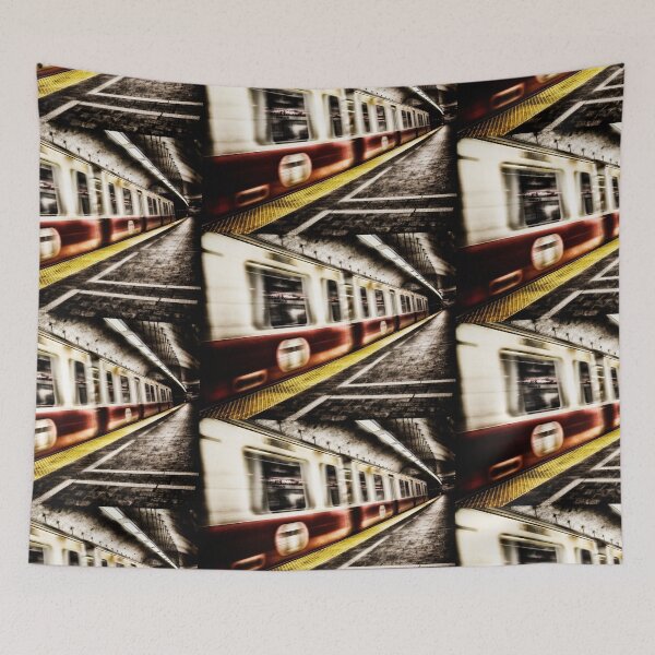 Item preview, Train Departing Creating Motion Blur on Redline MBTA Park Street Station Boston designed and sold by Stephen Orsillo.