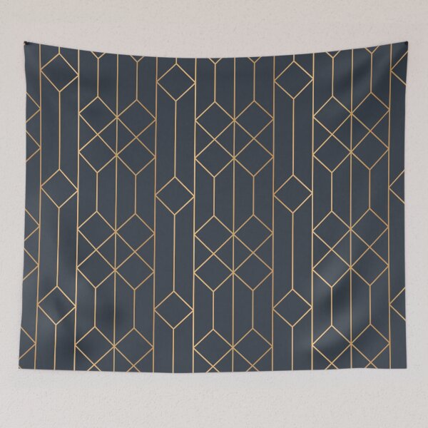 Item preview, Navy Blue Gold Modern Geometric Pattern  designed and sold by Vic Torys ☆.