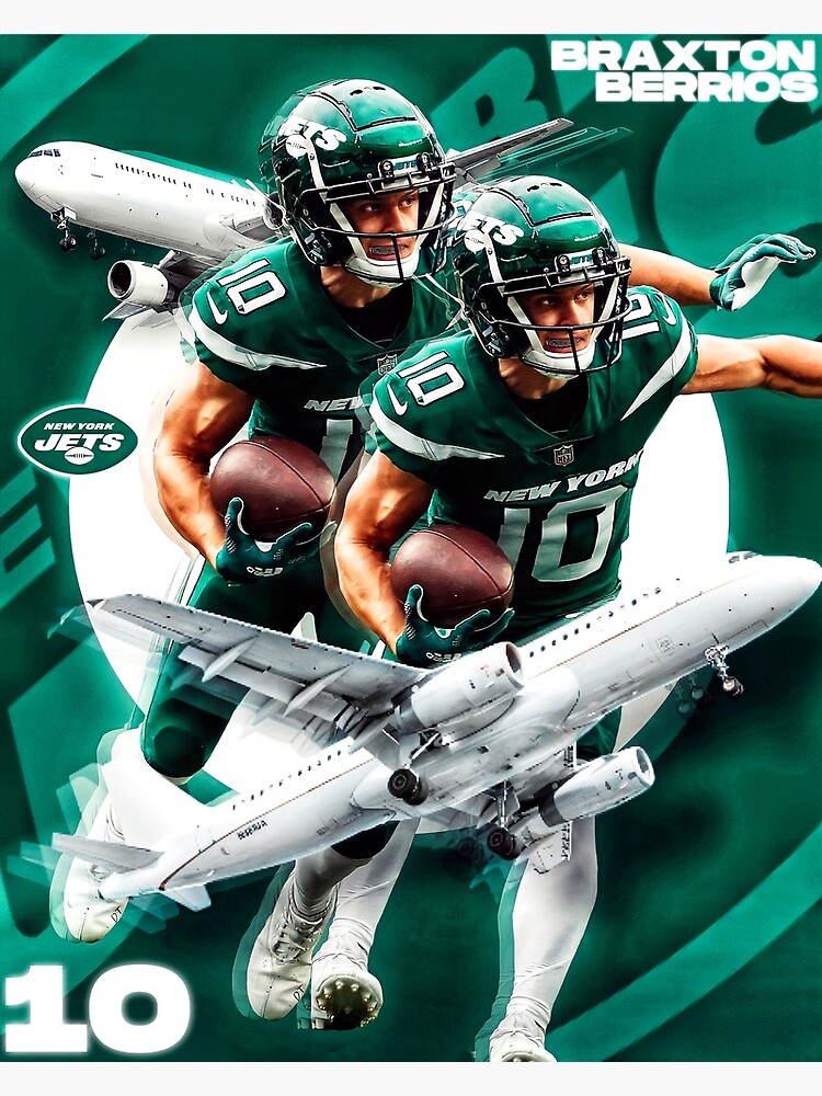 Braxton Berrios Football Paper Poster Jets - Braxton Berrios - Posters and  Art Prints