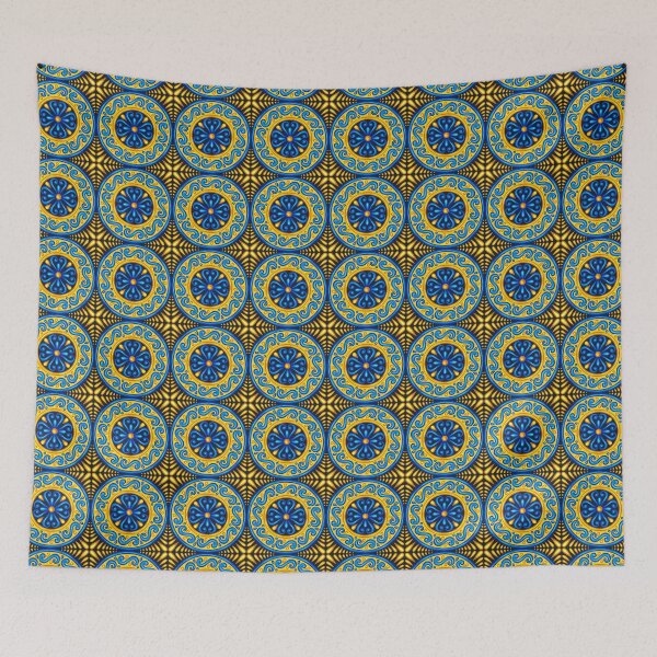 Item preview, Blue ad Yellow Moroccan Art Tiled Pattern designed and sold by AppareIIndustry.