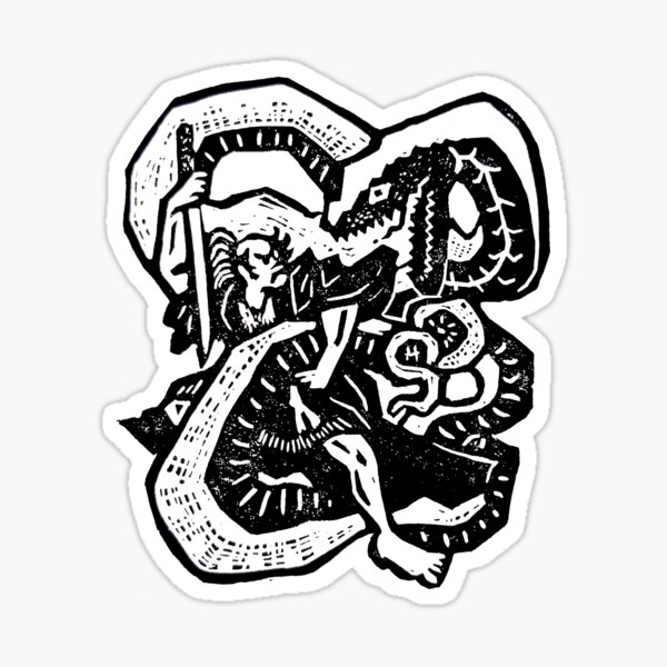 和田平太胤長の大蛇退治 Wada Heita Tanenaga fighting a giant Snake Sticker