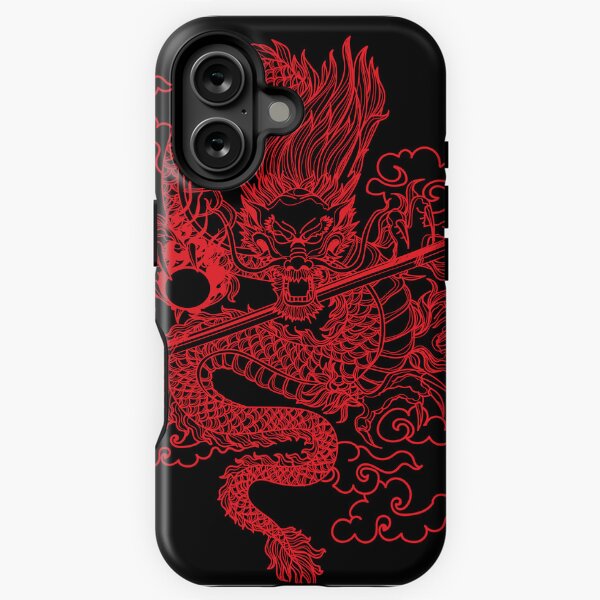 Item preview, Red Chinese Dragon with Black Background designed and sold by SoccaTamam.