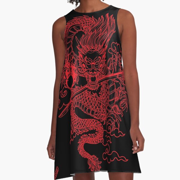 Item preview, Red Chinese Dragon with Black Background designed and sold by SoccaTamam.