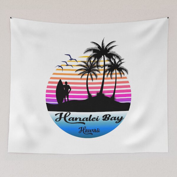Item preview, Hanalei Bay Hawaii Seaside Retro Sunset designed and sold by mountainadora.