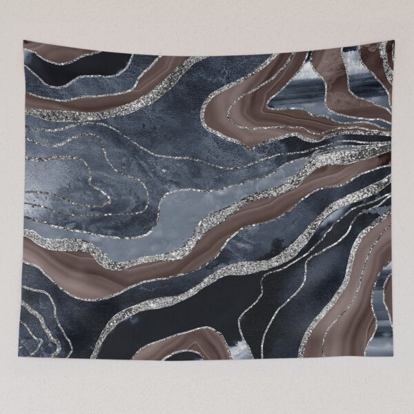Item preview, Navy Blue Brown Marble Agate Silver Glam #1 (Photo of Glitter Only - Not Reflective) designed and sold by Anita's & Bella's Art.