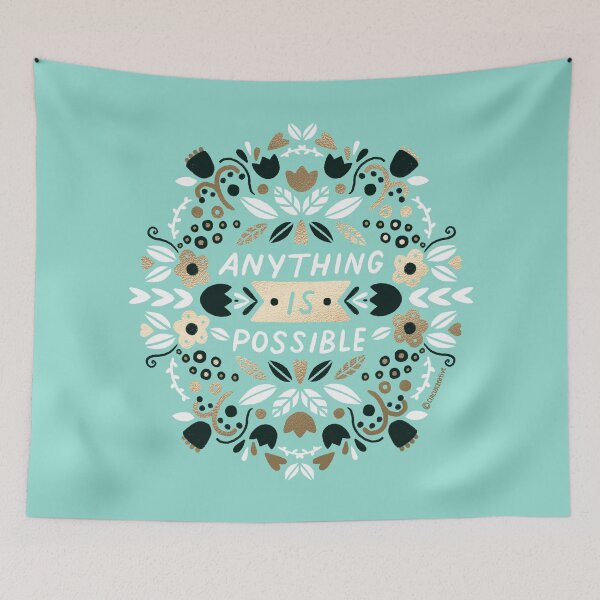 Item preview, Anything Is Possible - Inspirational Quote - Mint, Gold and Black designed and sold by CircusCreative.