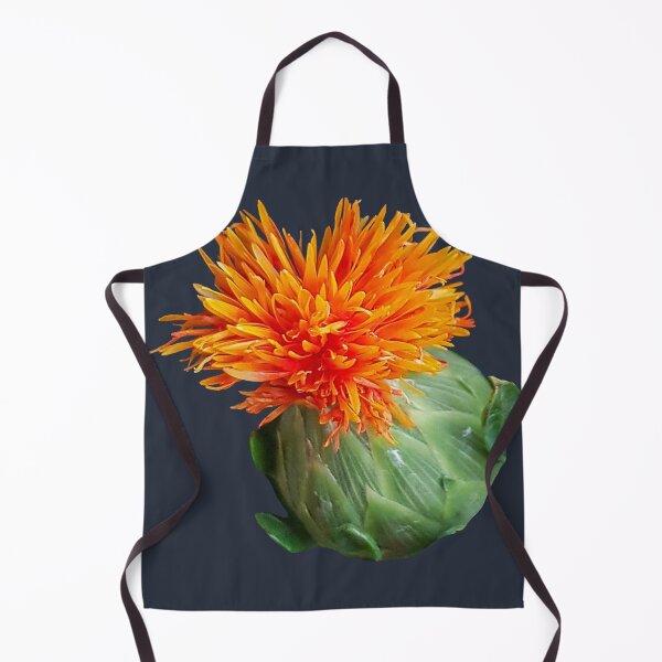 Item preview, Safflower Orange and Green on Dark Blue Square designed and sold by ellenhenry.