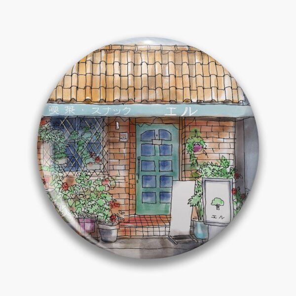Item preview, Cute Japanese Shop Front in Digital Watercolour and Ink  designed and sold by LanrivArtStudio.