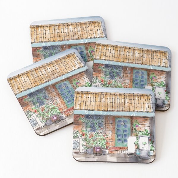 Item preview, Cute Japanese Shop Front in Digital Watercolour and Ink  designed and sold by LanrivArtStudio.