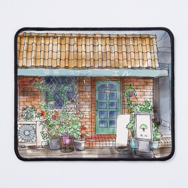 Item preview, Cute Japanese Shop Front in Digital Watercolour and Ink  designed and sold by LanrivArtStudio.