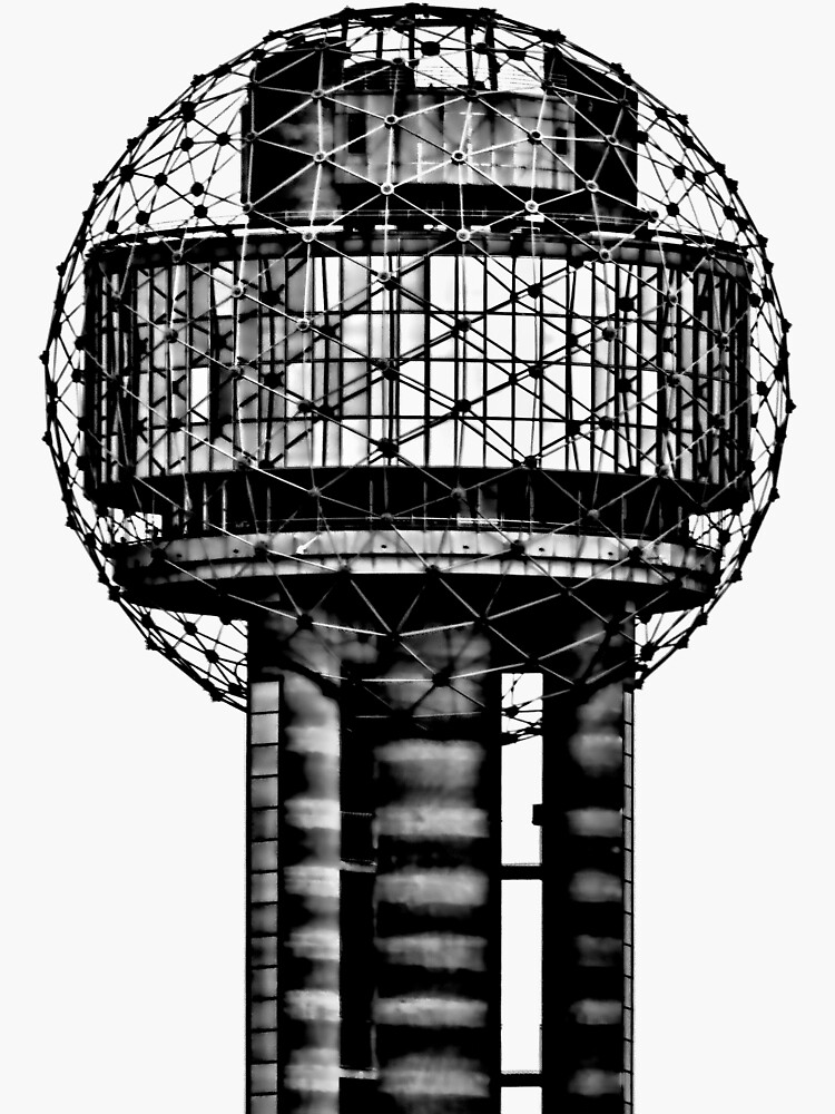 Thumbnail 3 of 3, Sticker, Reunion Tower Monochrome Isolated designed and sold by Warren Paul Harris.