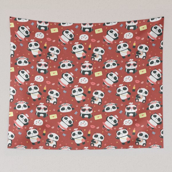Item preview, cartoon style cute girl panda red pattern designed and sold by sunnyws.