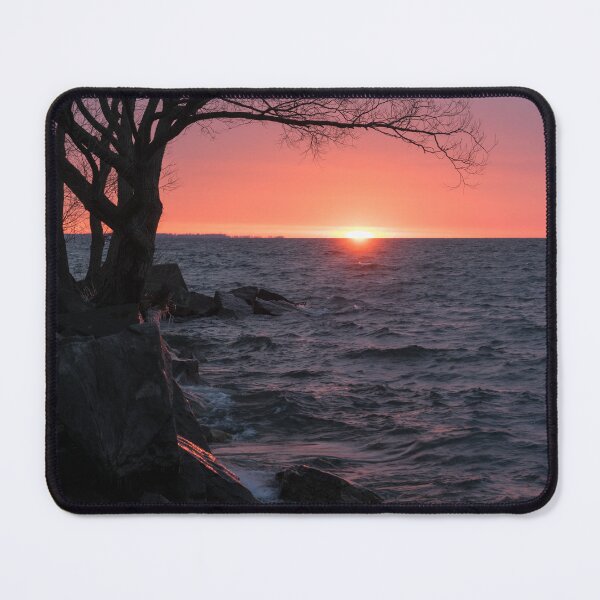 Item preview, Framed by Willows - Rough Waterside Sunrise on Lake Ontario in Toronto designed and sold by Georgia Mizuleva.