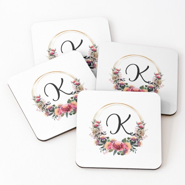 Item preview, Monogram with Pink Floral | Monogram Letter K designed and sold by JustSeasons.