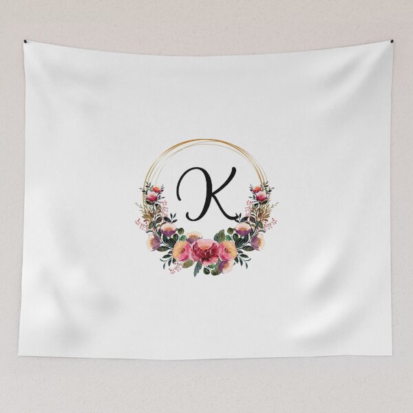 Item preview, Monogram with Pink Floral | Monogram Letter K designed and sold by JustSeasons.