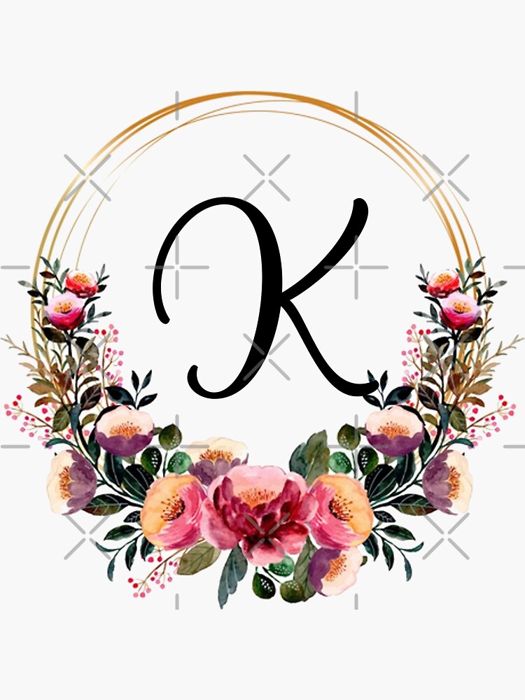 Floral Initial Letter K, Monogram Sticker for Sale by PinkLotusArt