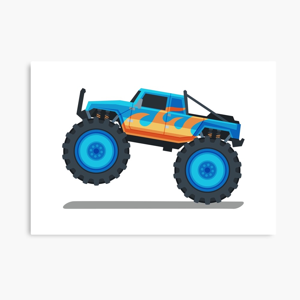 Cute blue monster truck cartoon illustration stainless steel water