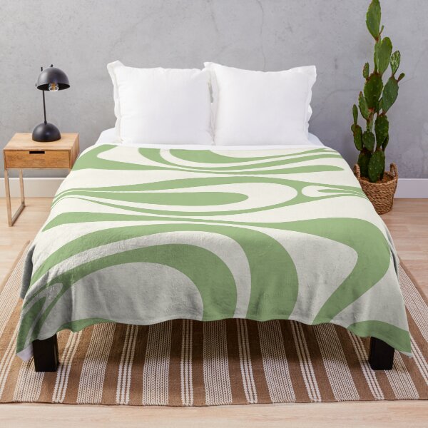 Item preview, Mod Thang Retro Modern Abstract Pattern Light Sage Green and Cream designed and sold by kierkegaard.