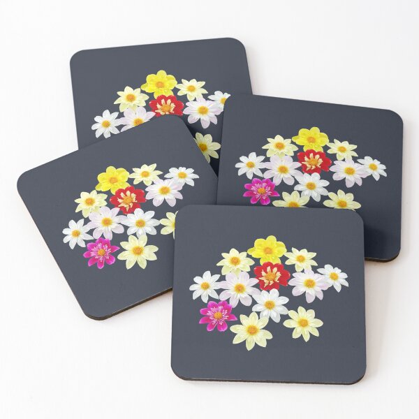 Item preview, Collarette Dahlia Flowers on Dark Blue Square designed and sold by ellenhenry.