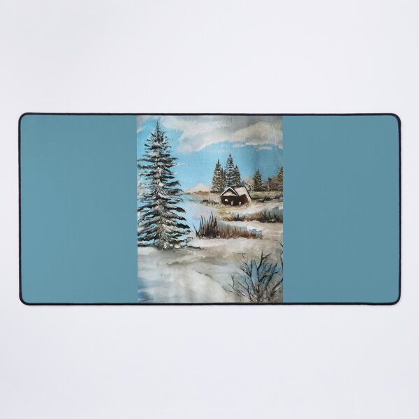 Item preview, Winter Snow Landscape Scene with Wood Cabin, Gift for Landscape Lovers designed and sold by DiensDesign.